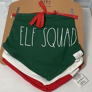 New Rae Dunn Baby Christmas bibs set of 3.